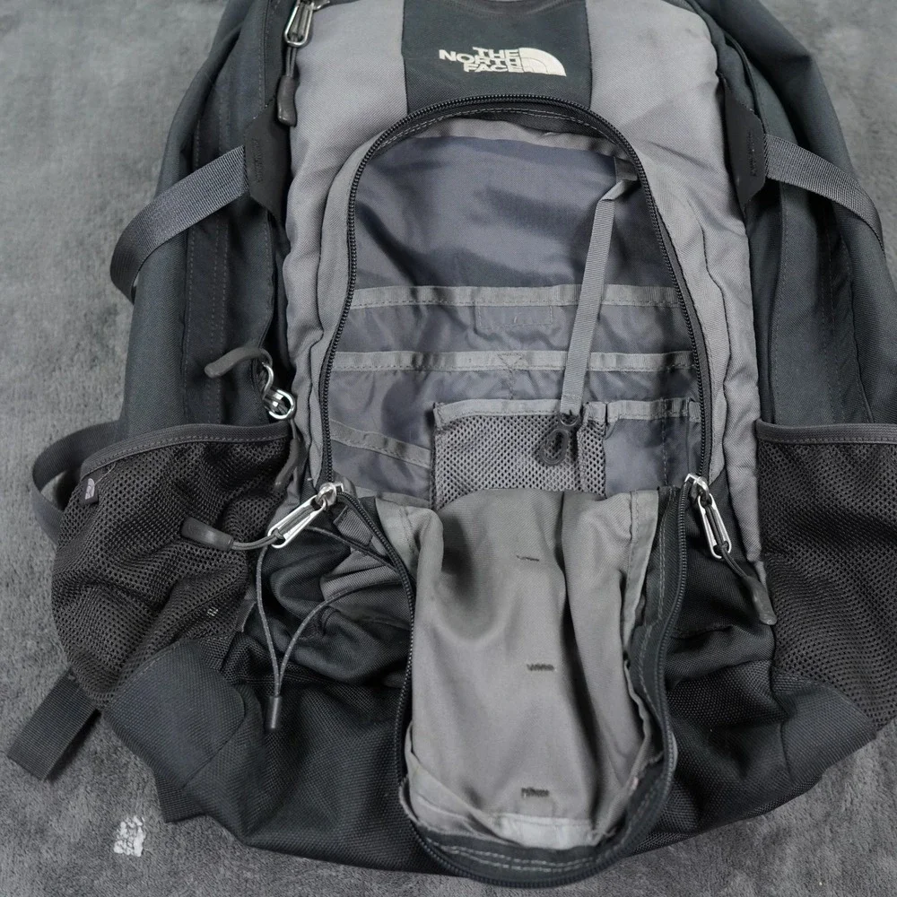The North Face Heckler Backpack Black Grey Hiking School Bag PaddedLogo